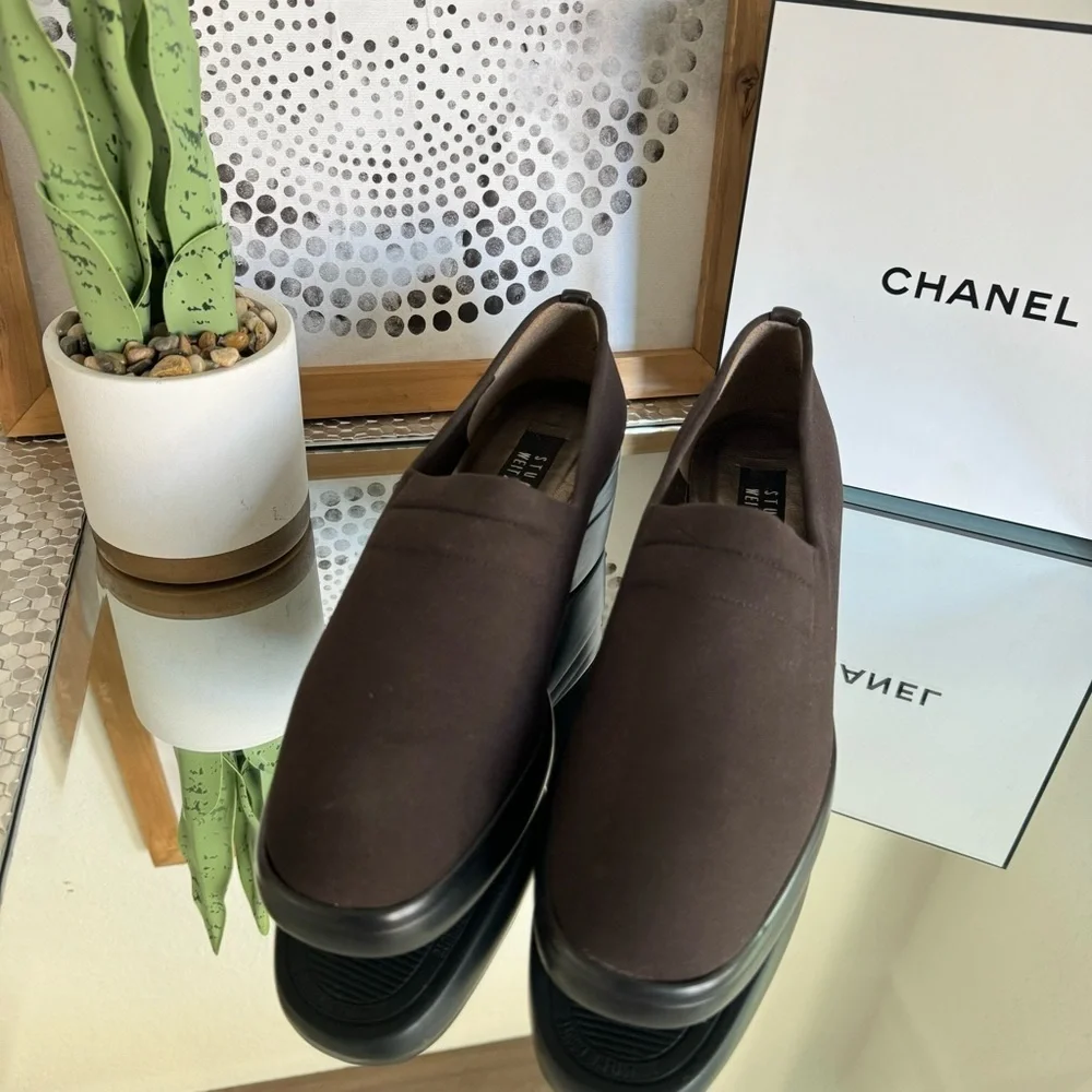 Stuart Weitzman Women's Brown Stretch Rubber Platform Shoes Size 9 M